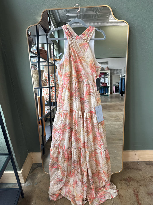 Aidan Size 12 Orange/Tan Dress