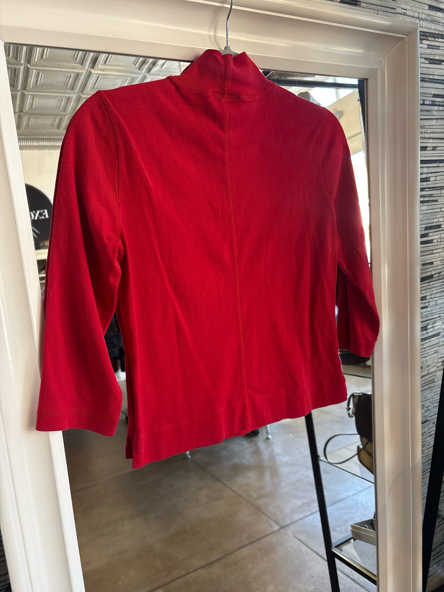 ANN TAYLOR Size M Red/Orange Mock neck Top