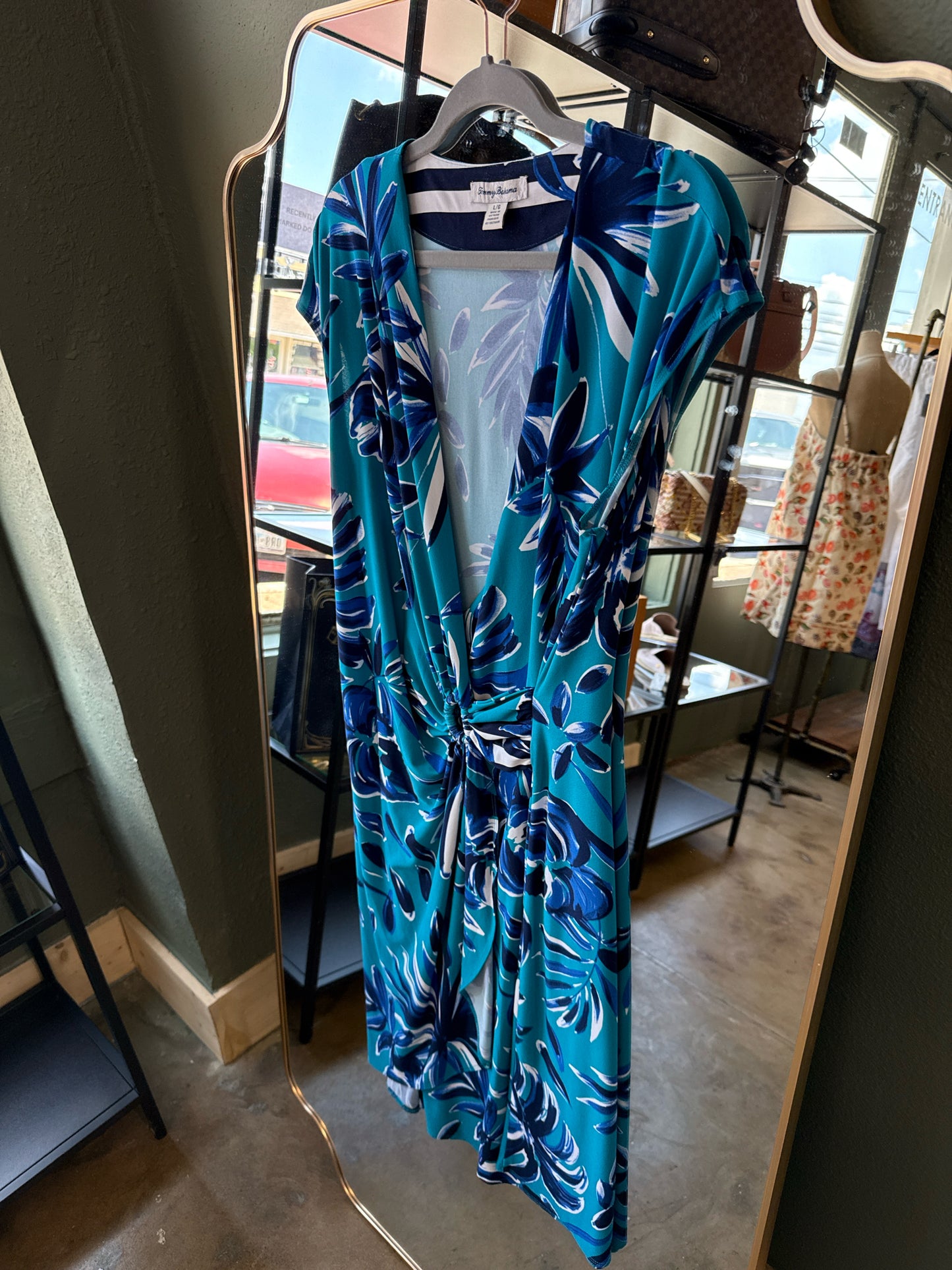 Tommy Bahama Size L Teal/Blue Dress