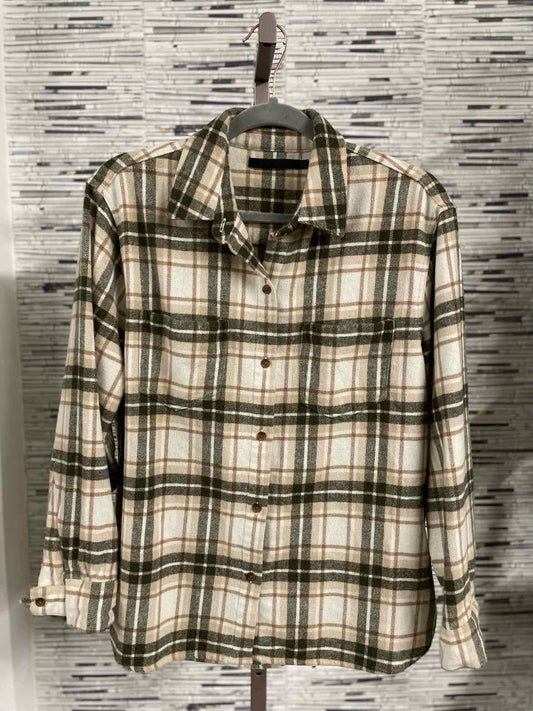 Jenni Kayne Size M Green/Cream Plaid Shacket