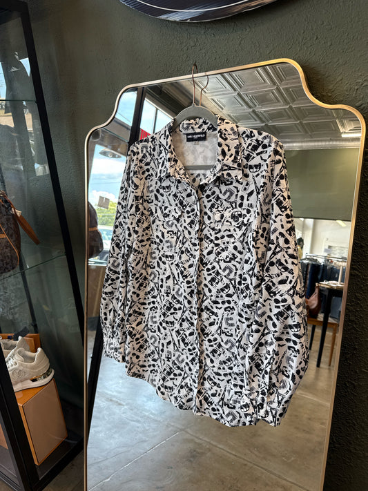 KARL LAGERFELD Size M White/Black Top