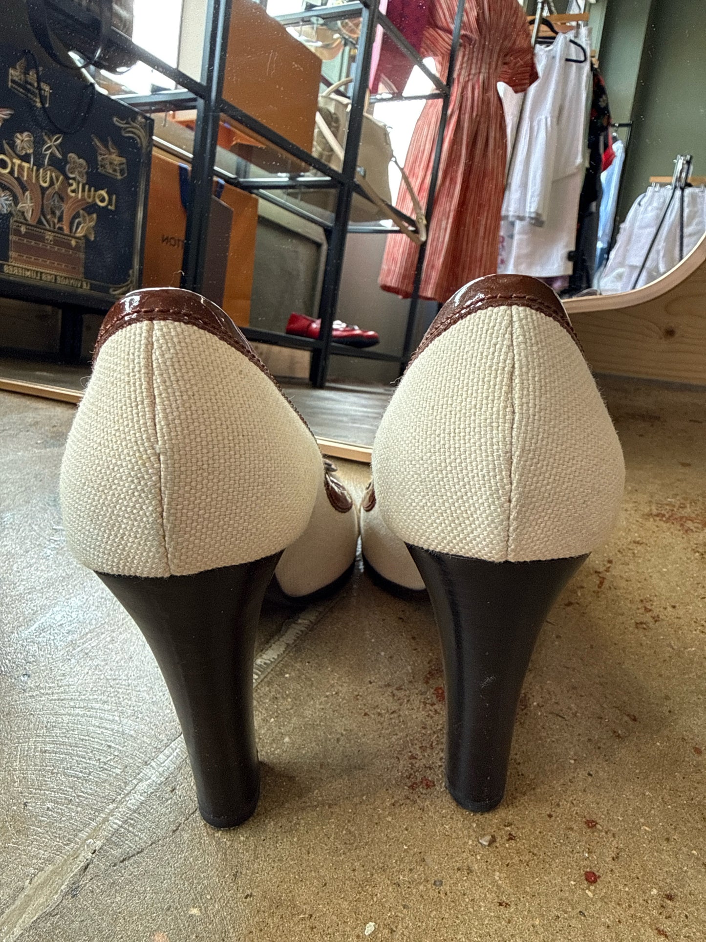 FENDI Shoe Size 38 brown/cream Heels