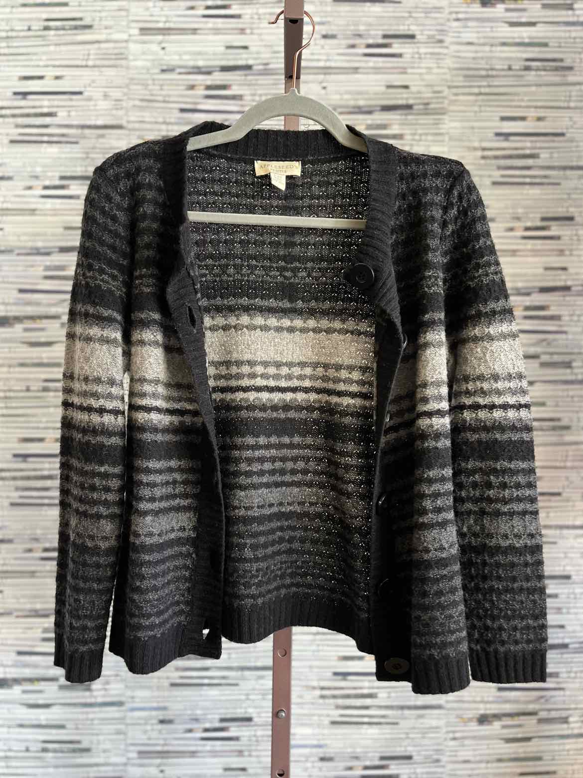 Appleseeds Size PXS Black/Gray Stripe Cardigan