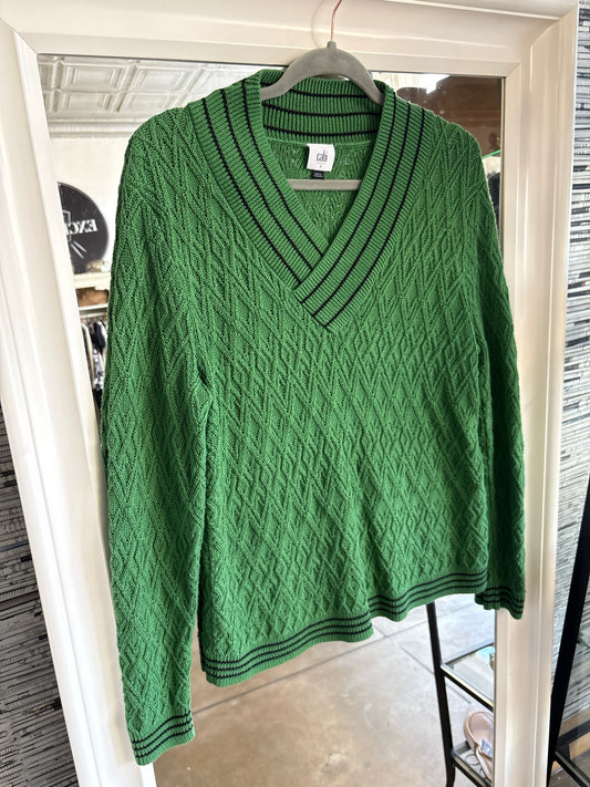 Cabi Size S Green/Black Diamond Sweater