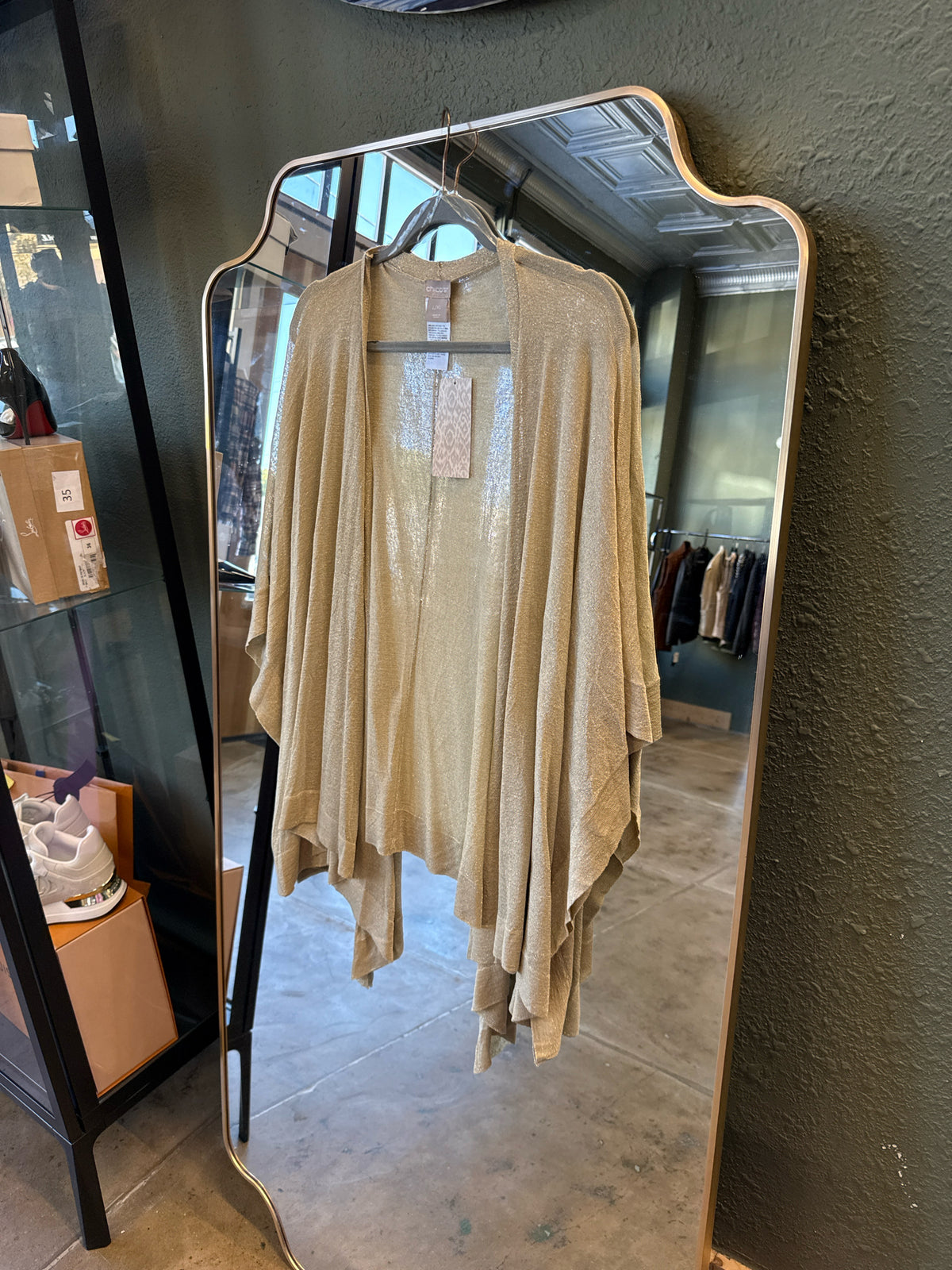 CHICO'S Size L/XL Gold Kimono/Shawl