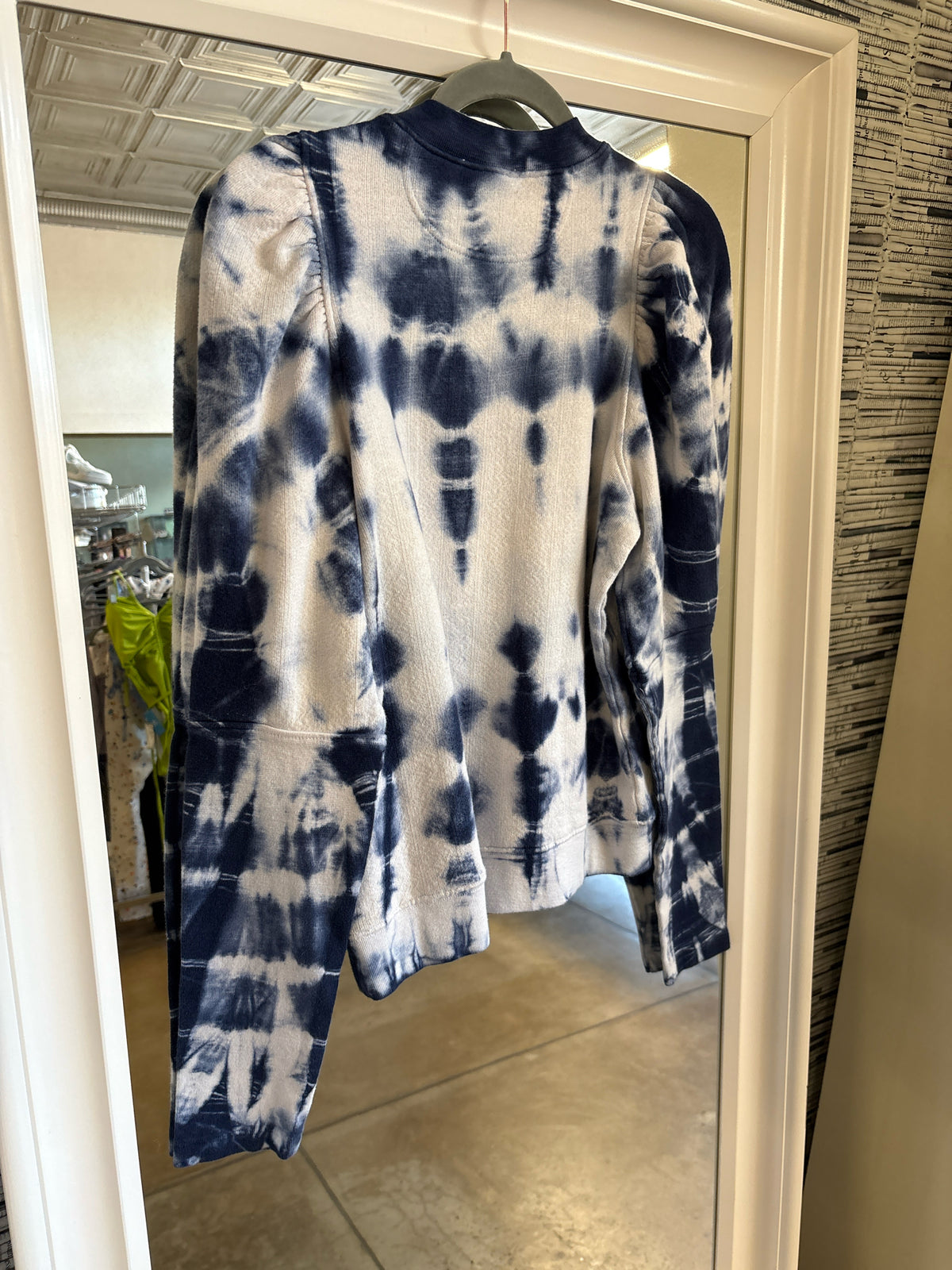 Ulla Johnson Size M White+Navy Tie Dye Sweatshirt/Hoodie