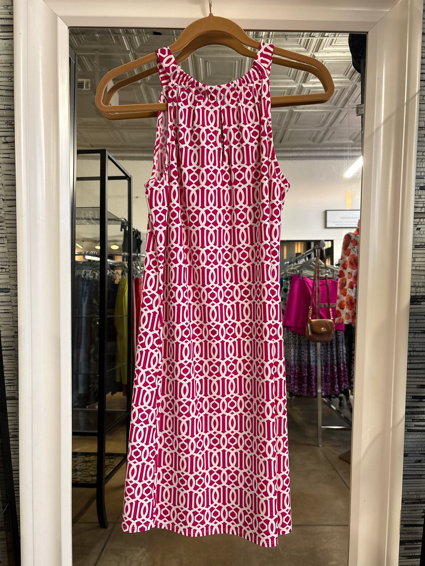 JUDE CONNALLY Size M pink and white Geometric Dress