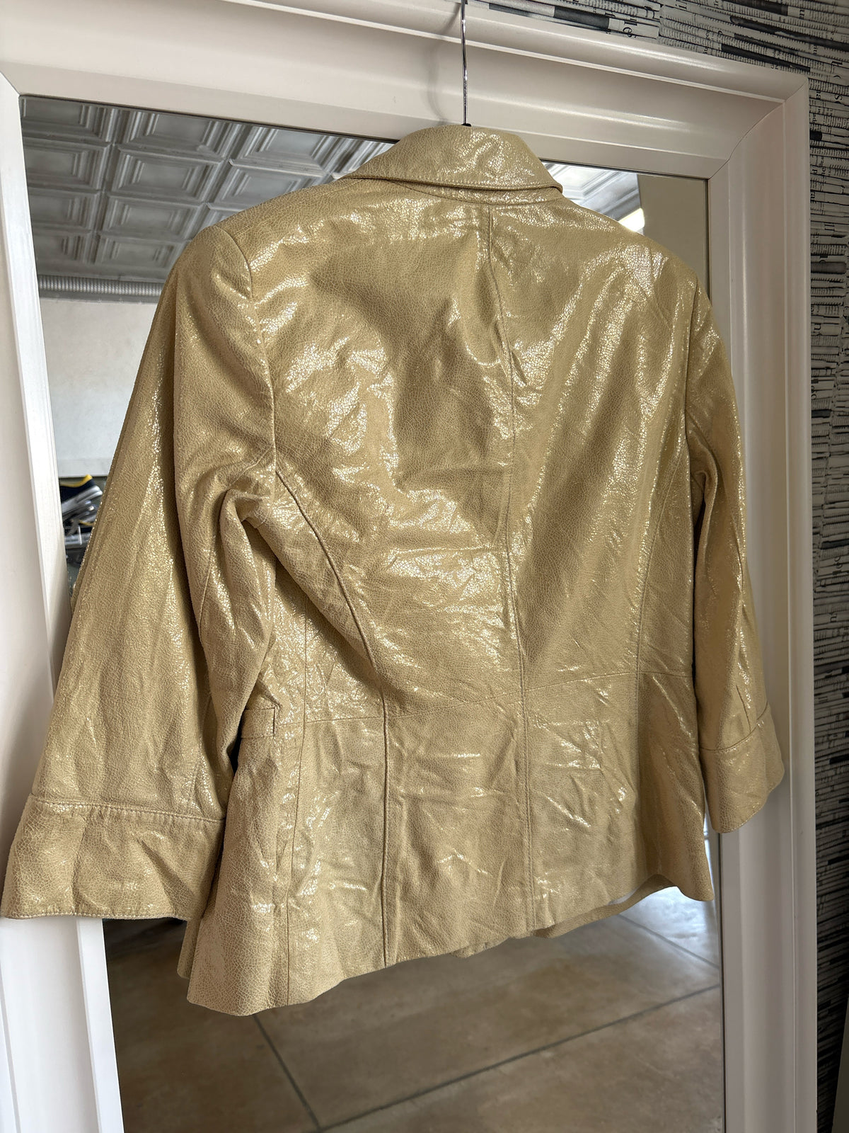 Lafayette 148 Size 4 Gold Leather Blazer