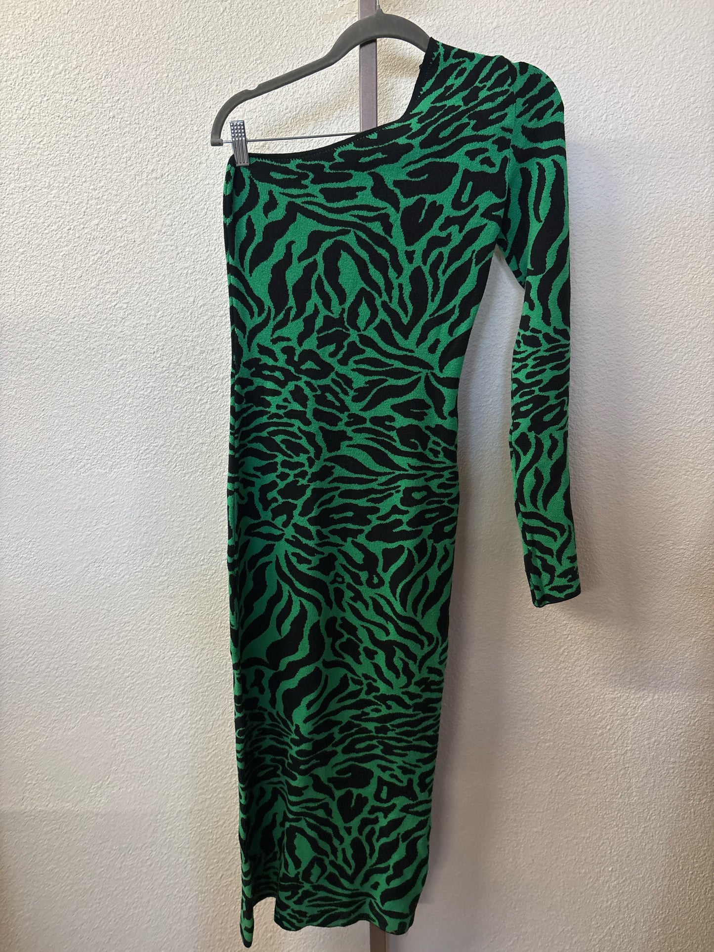 NA-KD Size S Black/Green Animal Pattern Dress