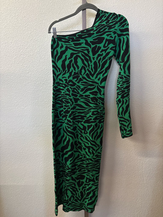 NA-KD Size S Black/Green Animal Pattern Dress