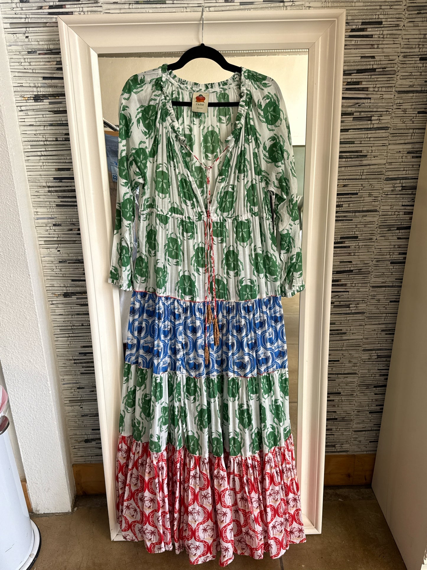 Farm RIO Size L Green/Blue Dress