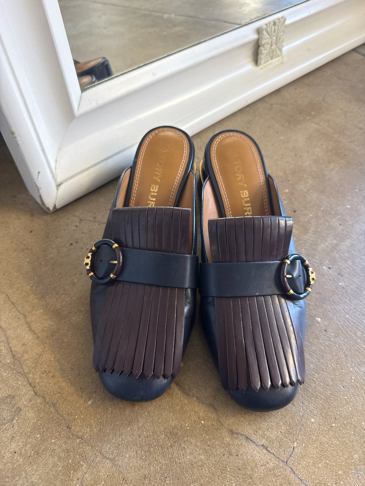 Tory Burch Shoe Size 8.5 Blue/Brown Wedge