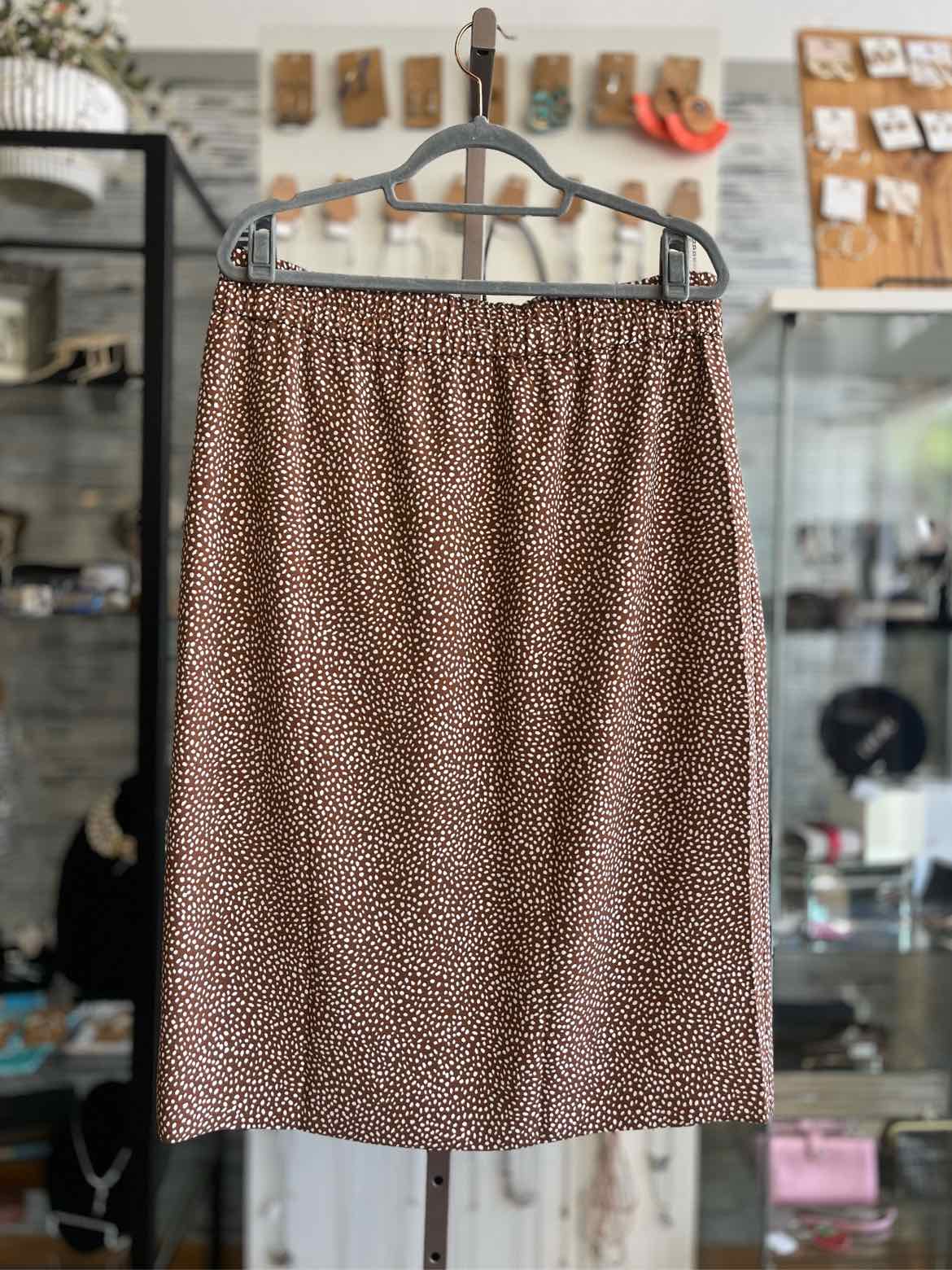 j crew Size L Brown/White Polka Dot Skirt