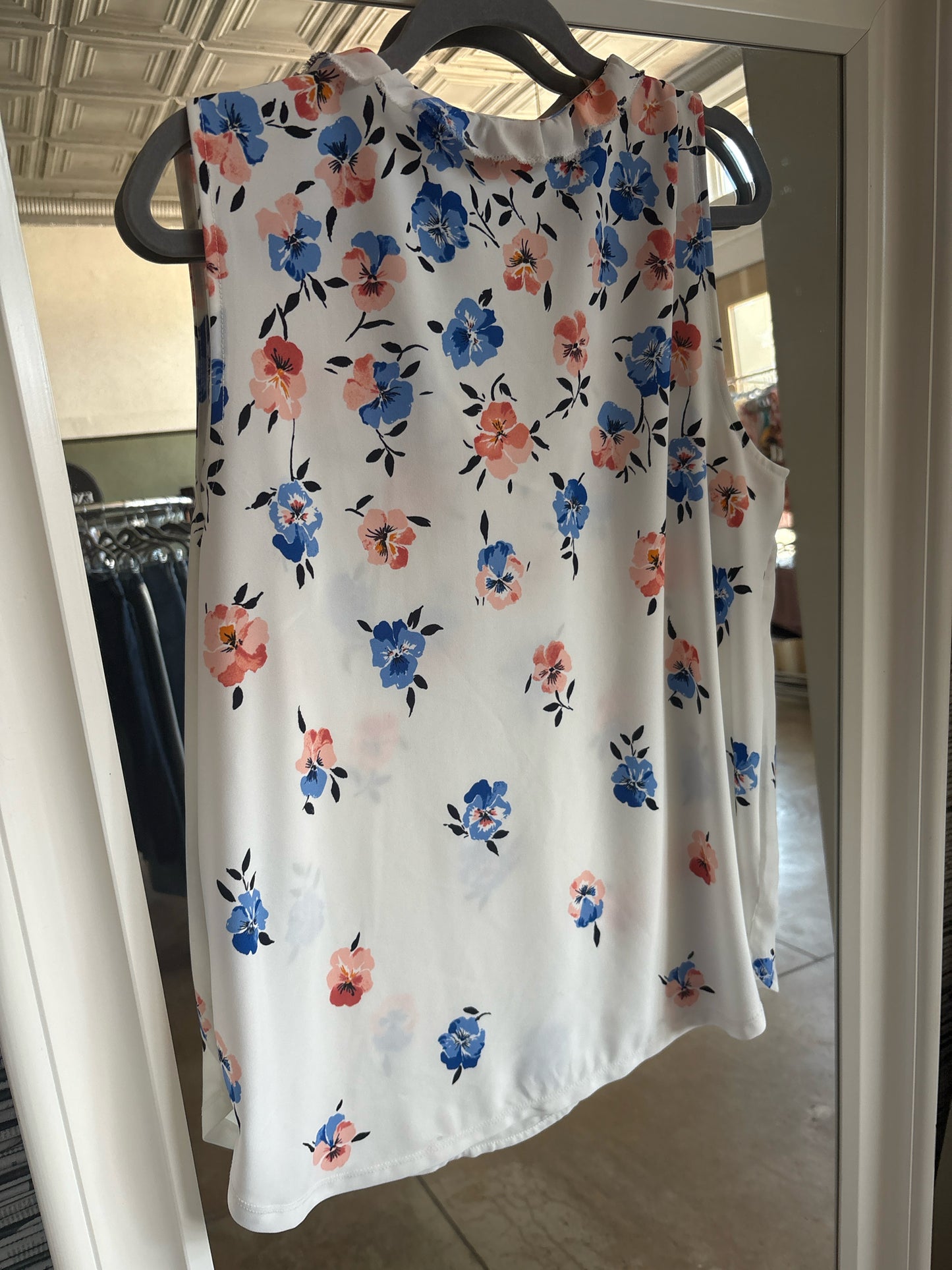 ANN TAYLOR Size L ivory multi Top