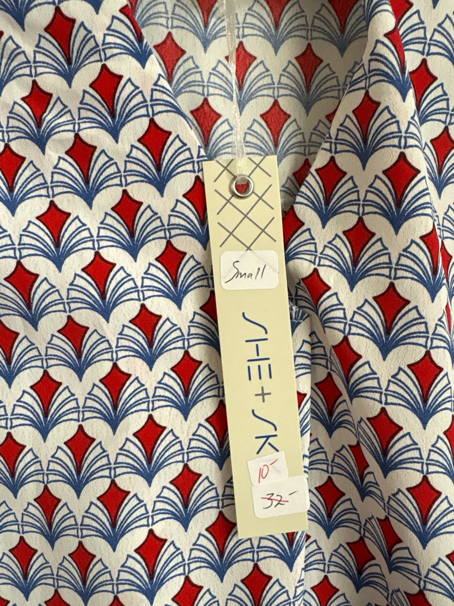 She + Sky Size S Blue/Red Geometric Top