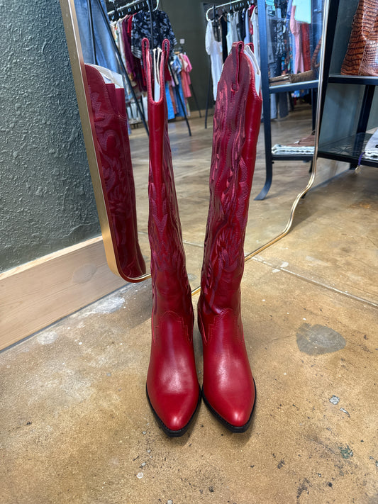 Jeffrey Campbell Calvera Shoe Size 7.5 Red Boots