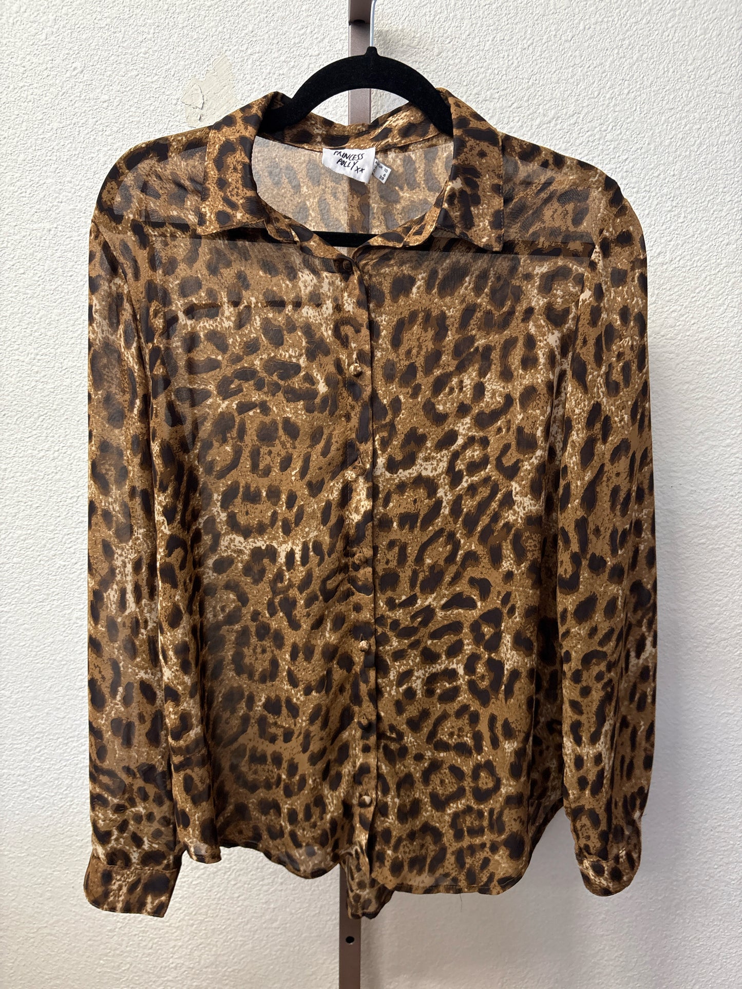 Princess  Polly Size 6 Tan/Black Cheetah Top