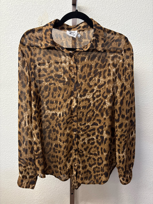 Princess  Polly Size 6 Tan/Black Cheetah Top
