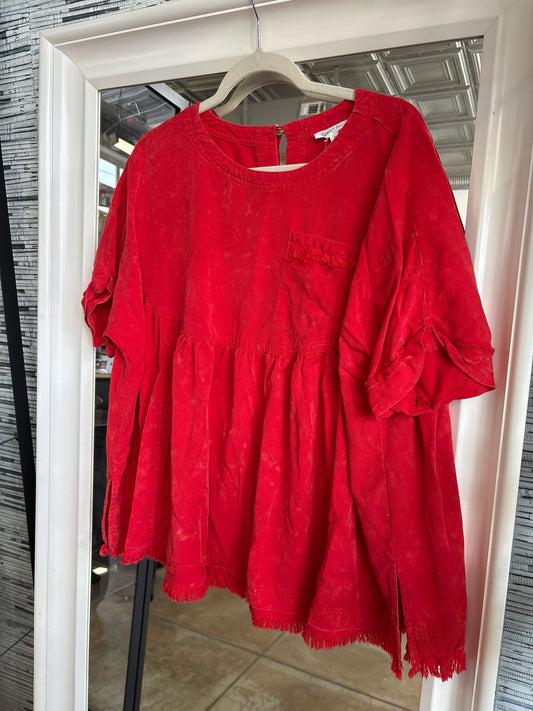 Sewn + Seen Size S Red distressed Top