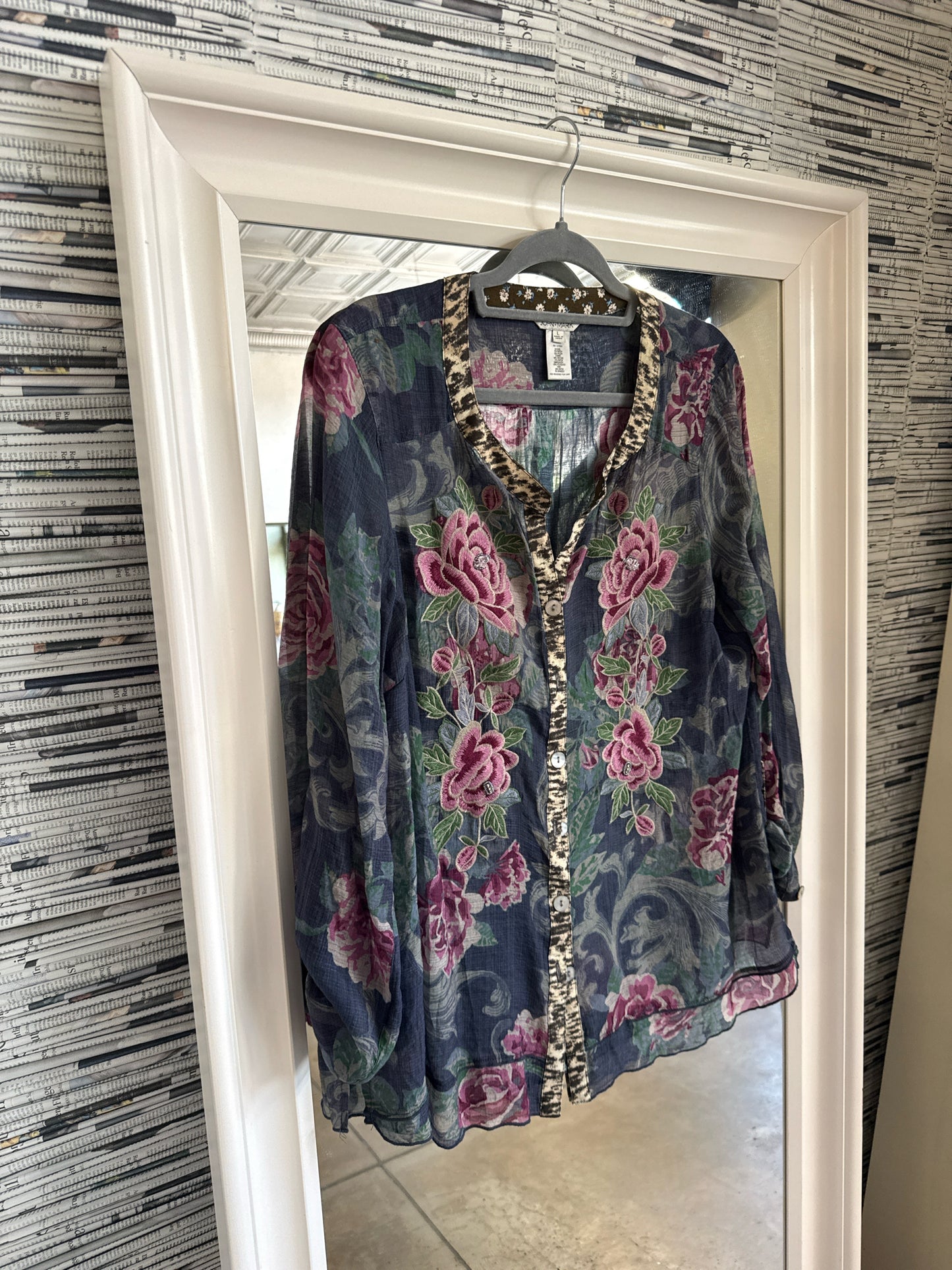 John Mark Size L Blue/Purple Top
