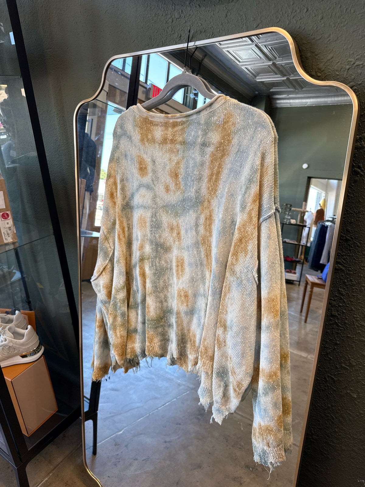 peach love Size L Teal/Cream Sweater