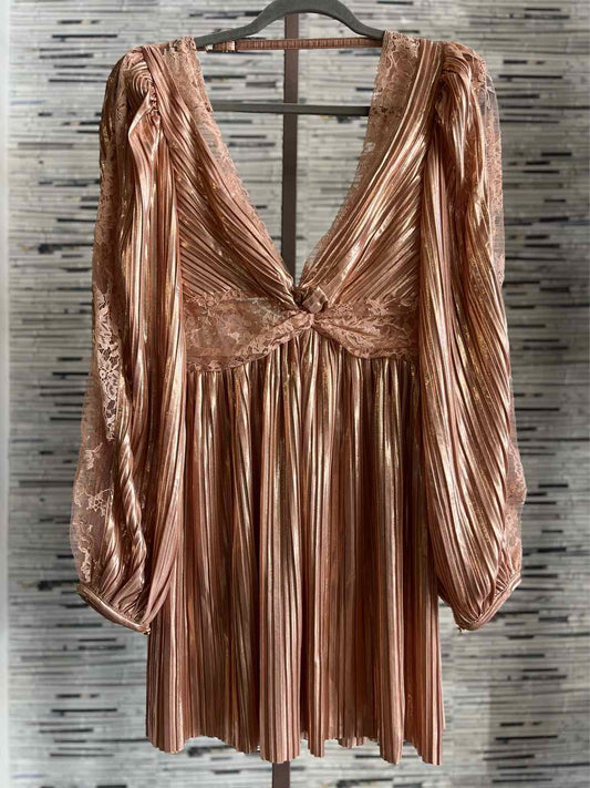 Sabina Musayev Size L Rose Gold Lace Dress