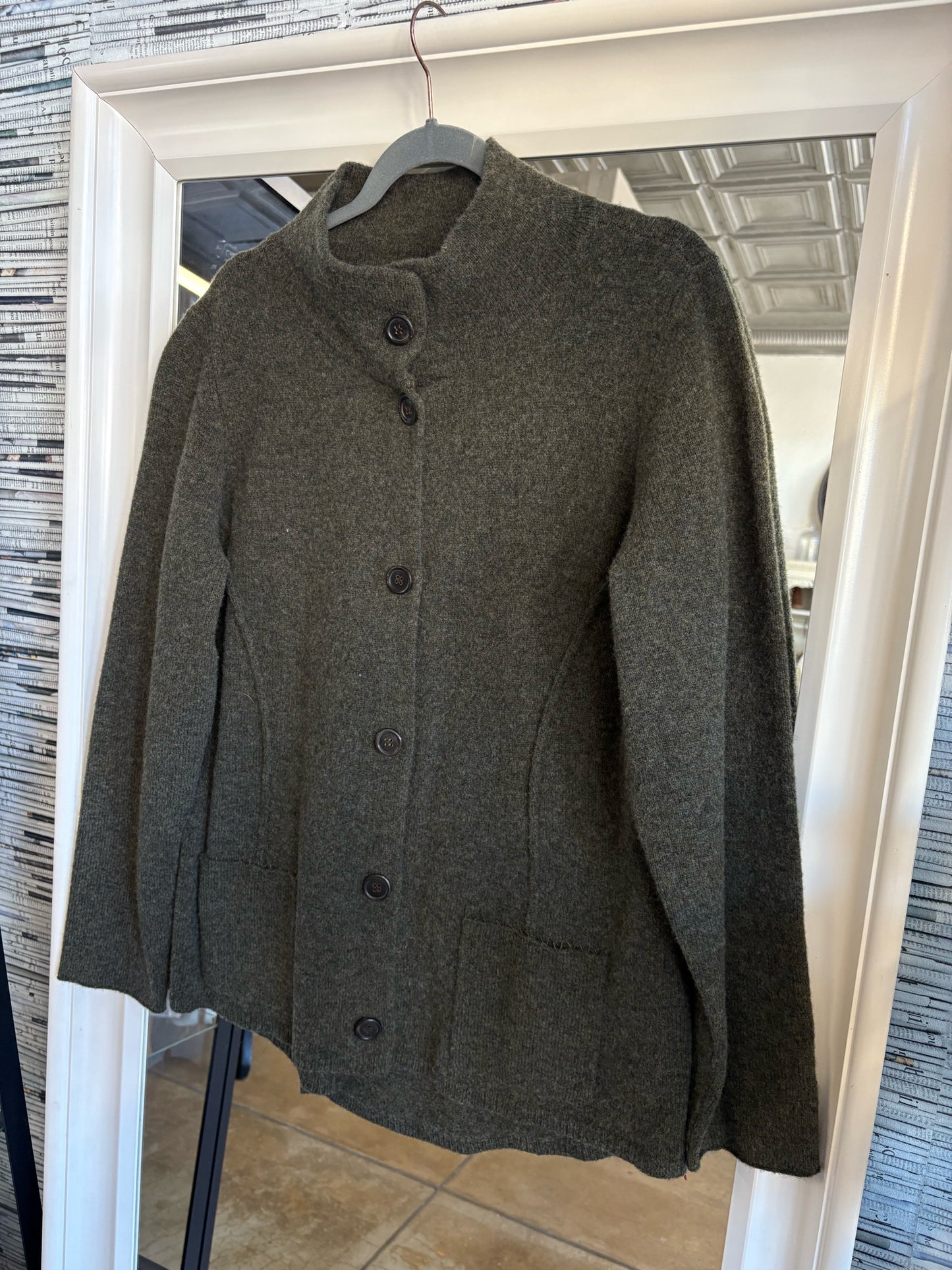 EILEEN FISHER Size L Gray Cardigan