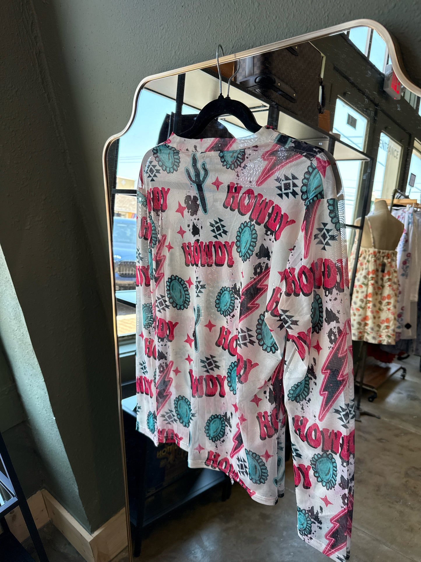 Merigold Kiss Size L Pink/Teal Western Top