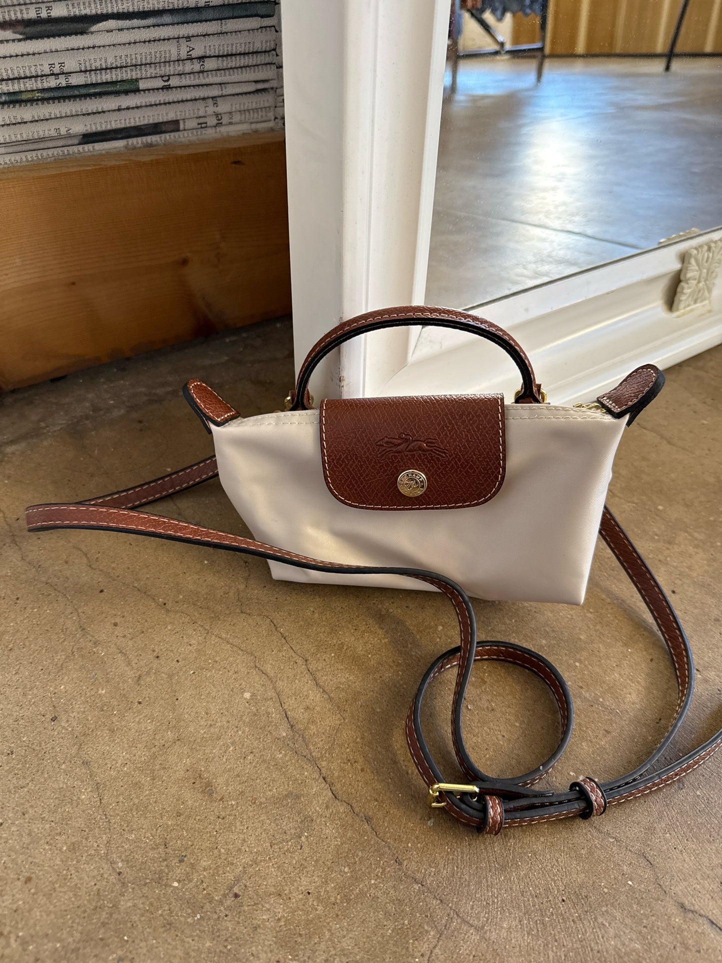 Longchamp Cream/Brown Purse