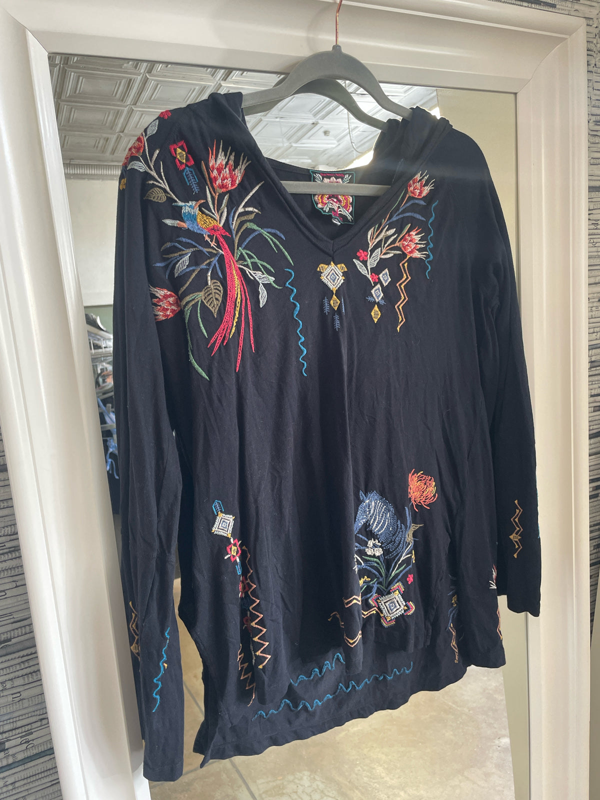 Johnny Was Size S Black Print Two Piece Set
