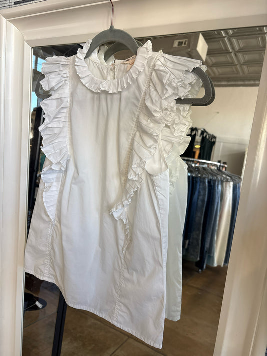 rebecca taylor Size 2 White Ruffle Top