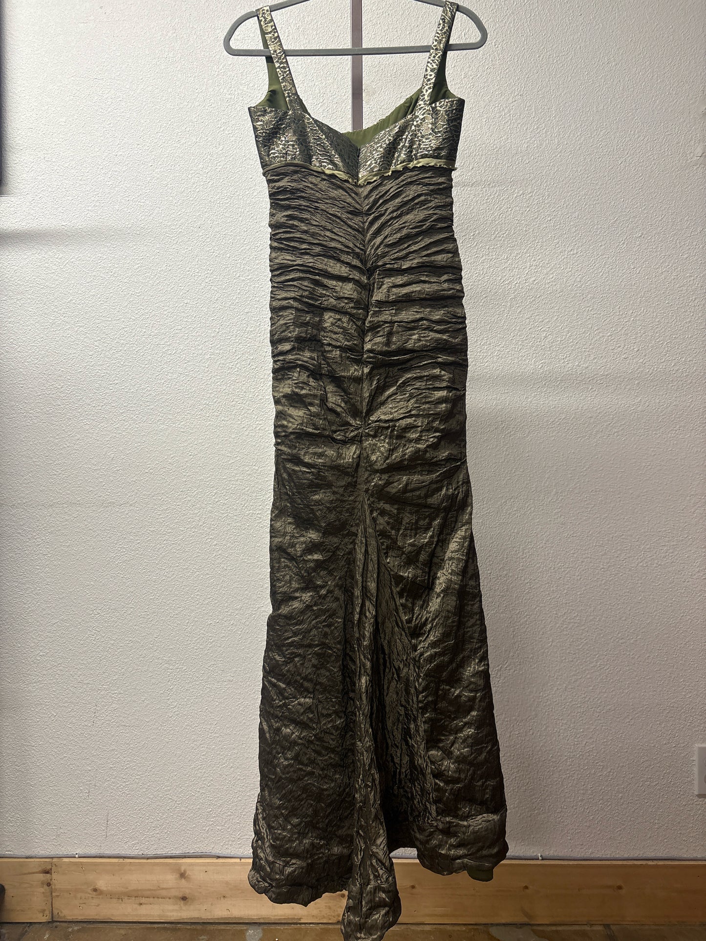 nicole Miller Size 12 Dark Green Beaded Formal