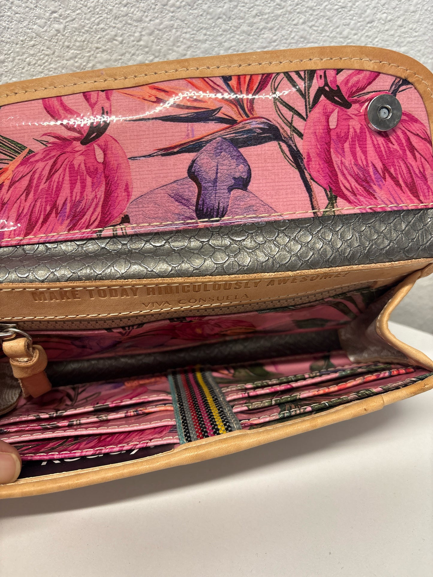 Consuela Cream/Tan Snakeskin Wallet/Wristlet