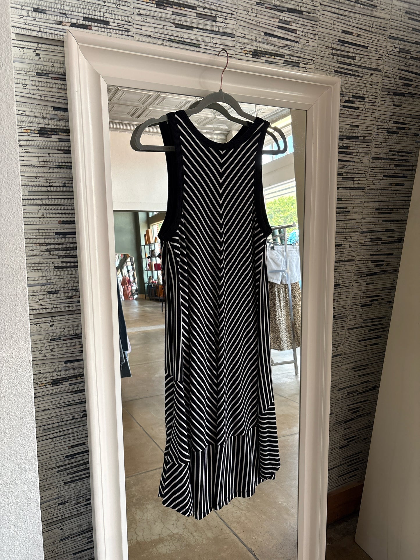 Cabi Size S Black/White Stripe Dress
