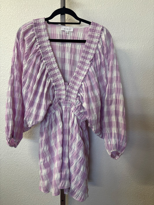 mable Size S Lavendar/White Checkered Romper