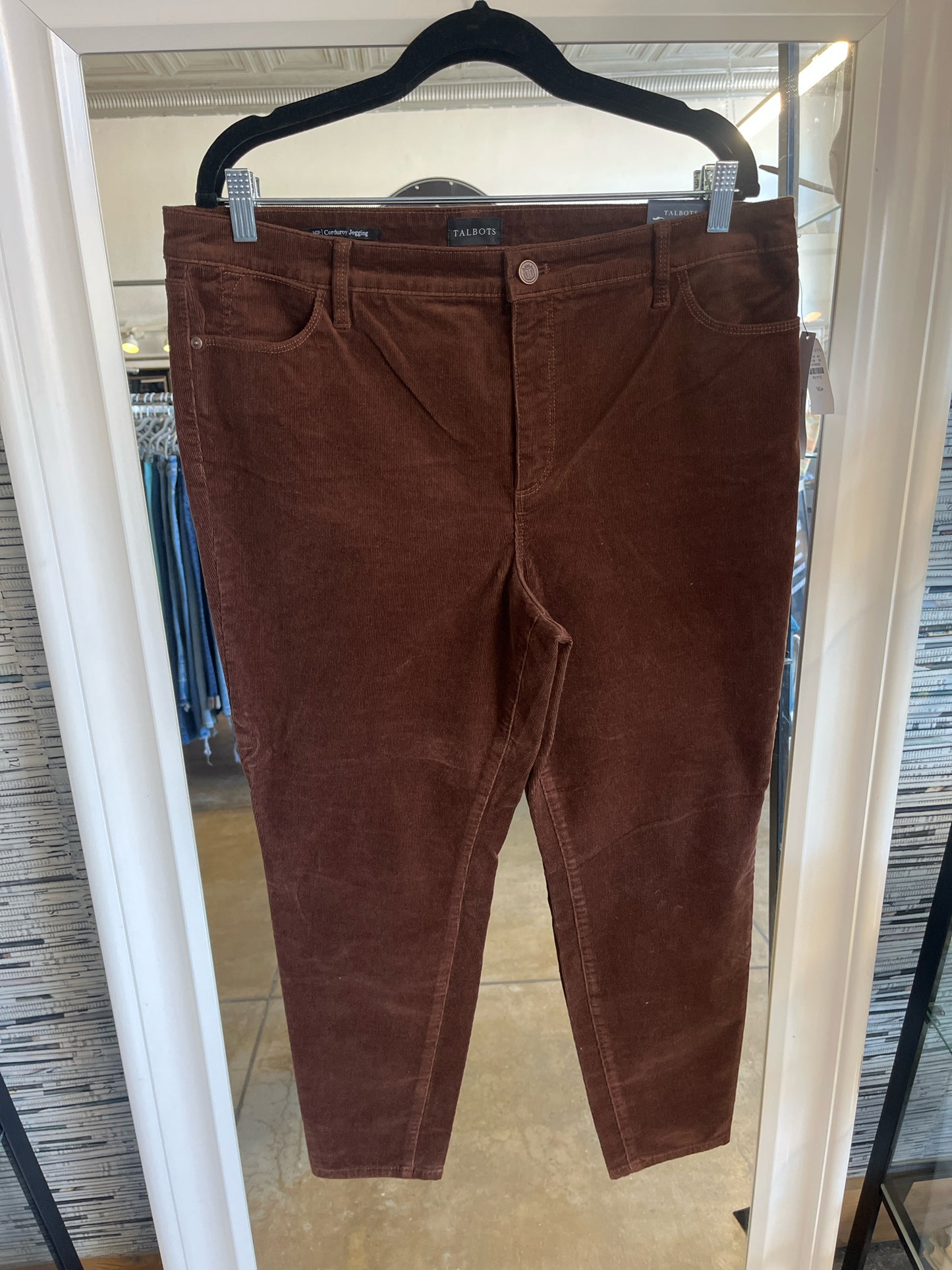 TALBOTS Size 16P Brown Corduroy Pants