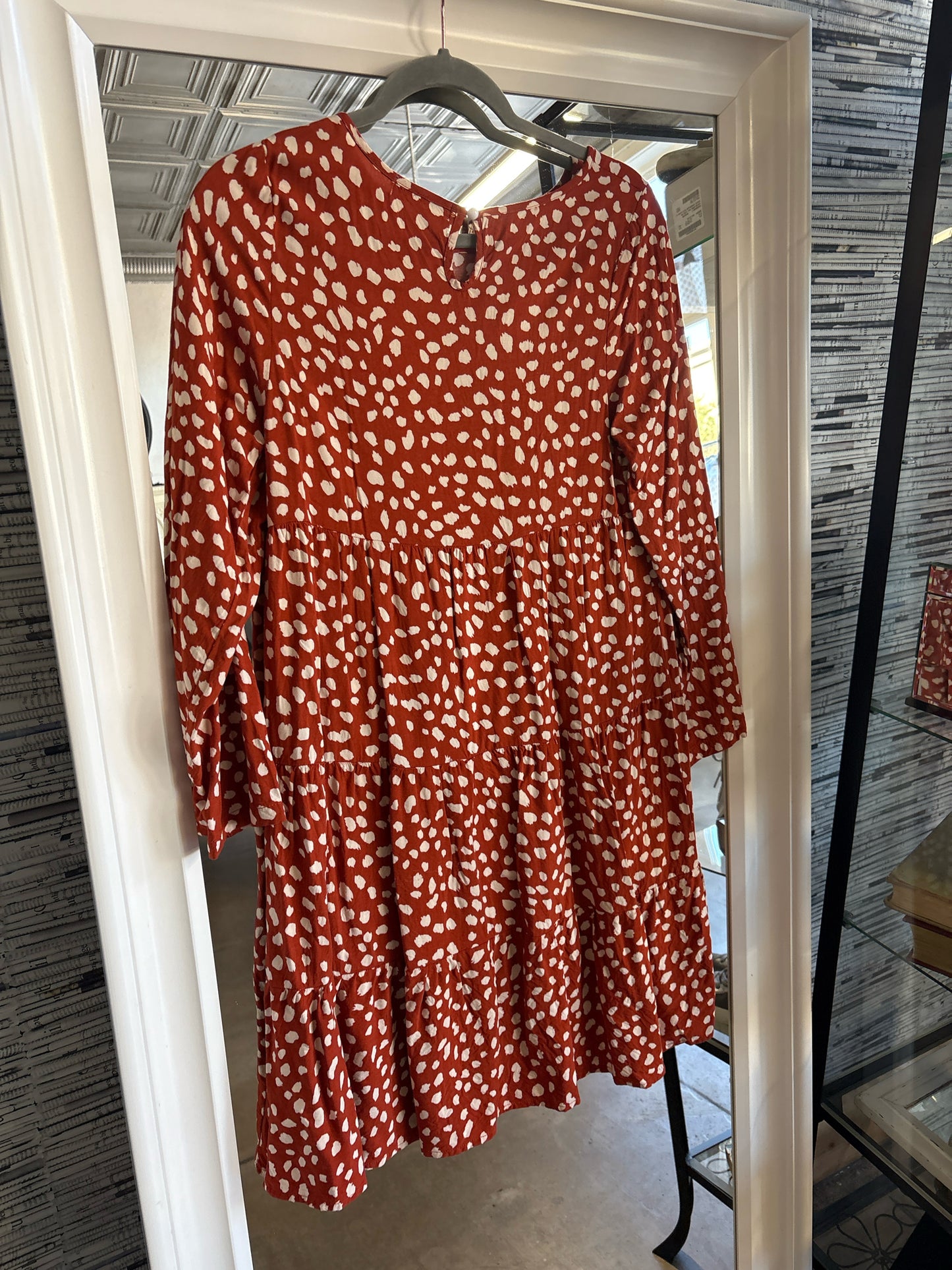 Ecowish Size S Burnt Orange/Cream spotted print Dress