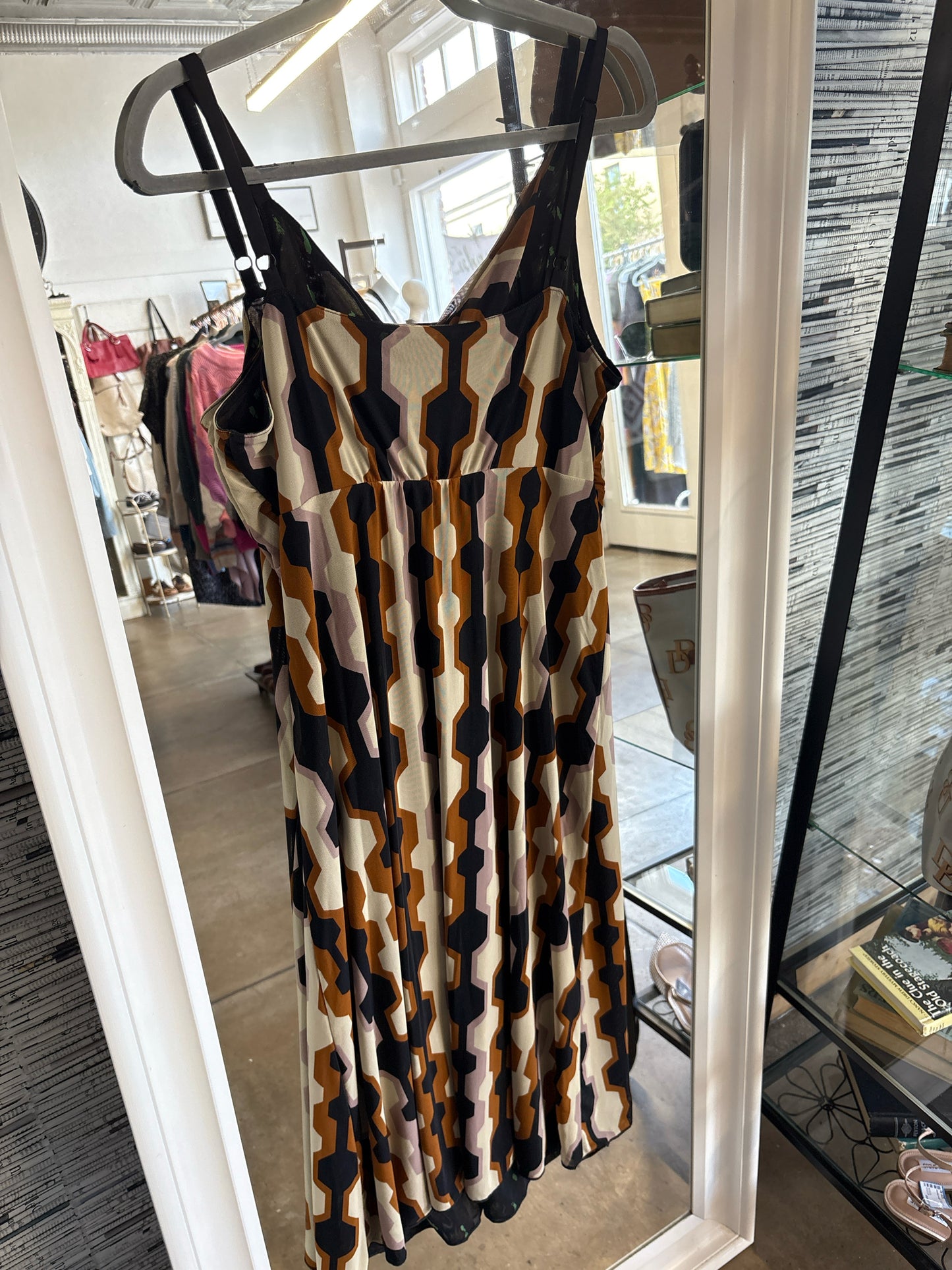 Cabi Size M Cream/Brwn/Blk Geometric Dress