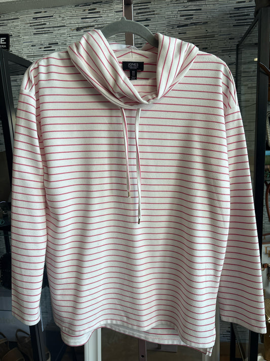 Jones New York Size S White/Pink Stripe Pullover/Hoodie