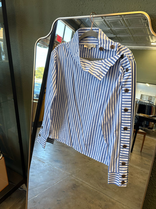 LOFT Size XS blue and white Top