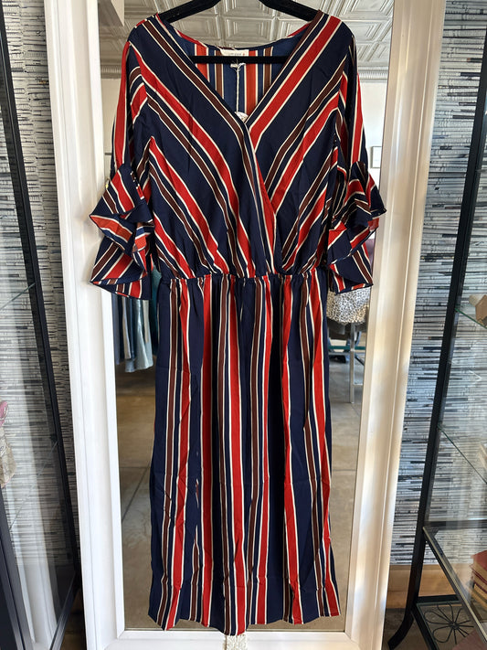 Umgee Size XL Navy/Multi Stripe Romper