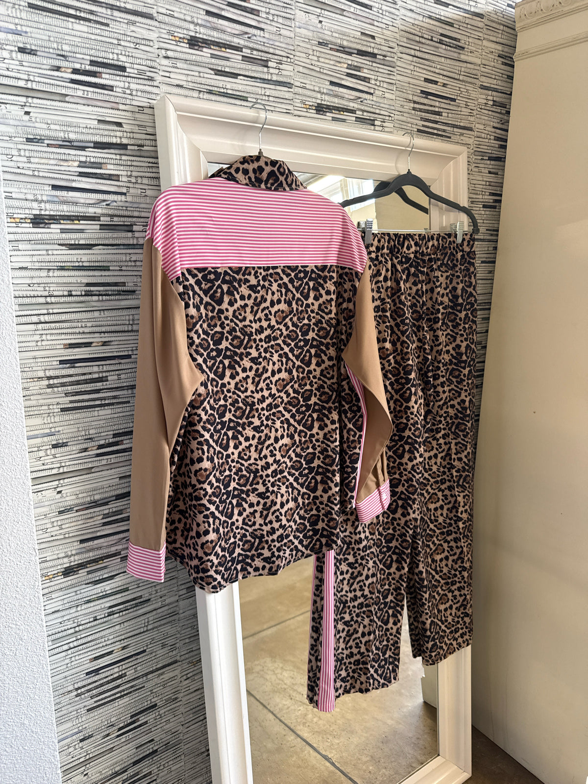 Size L Pink/Brown Top & Pant Set