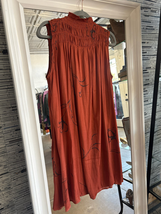 GRADE & GATHER Size M Burnt Orange Sleeveless Dress