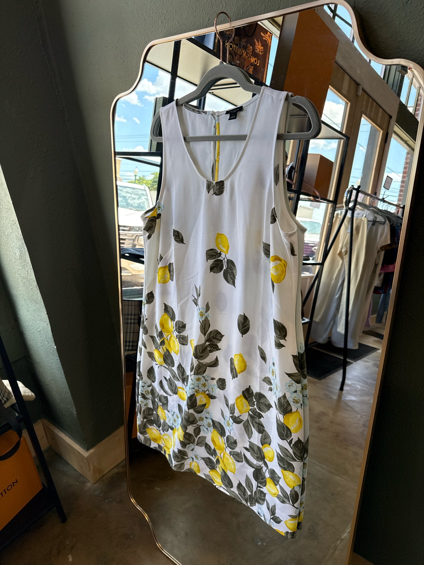ANN TAYLOR Size L White/Yellow Dress