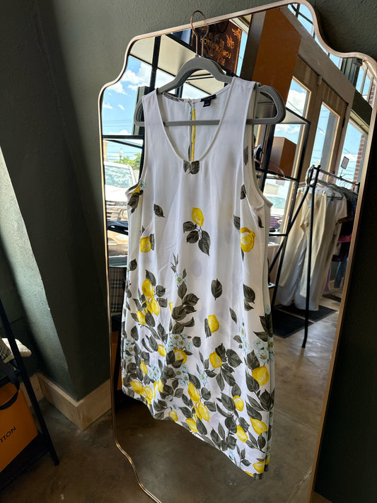 ANN TAYLOR Size L White/Yellow Dress