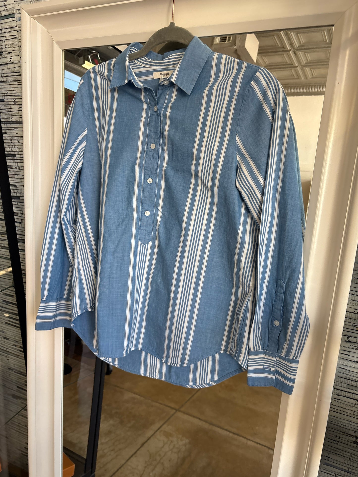 MADEWELL Size S Blue/White Stripe Top