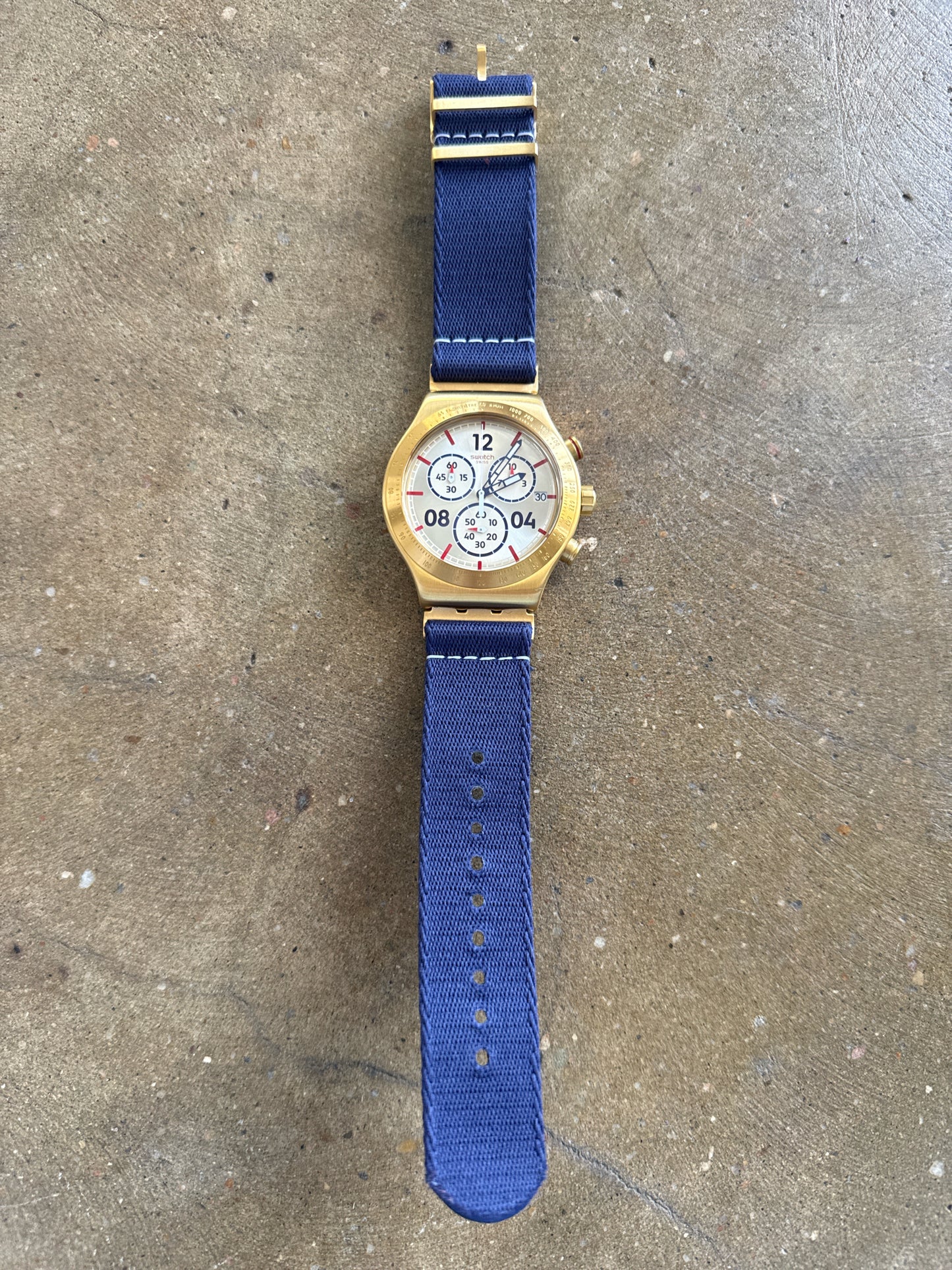 Swatch Blue/Gold Watch