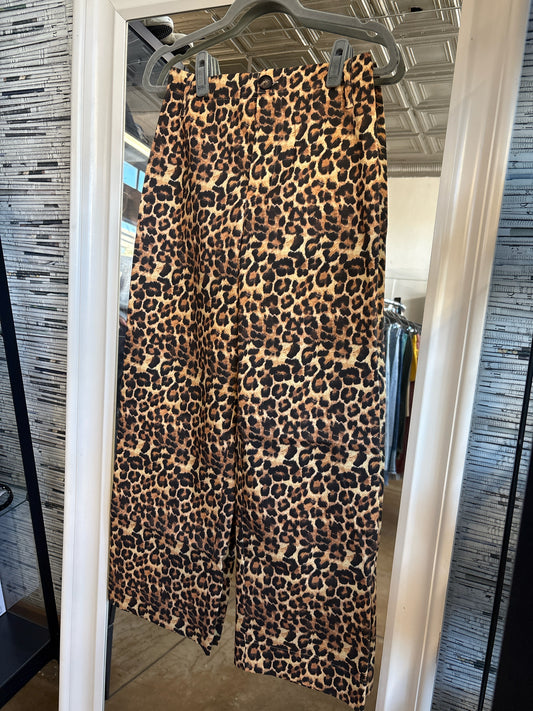 &merci Size S Cream/Brown Cheetah Pants