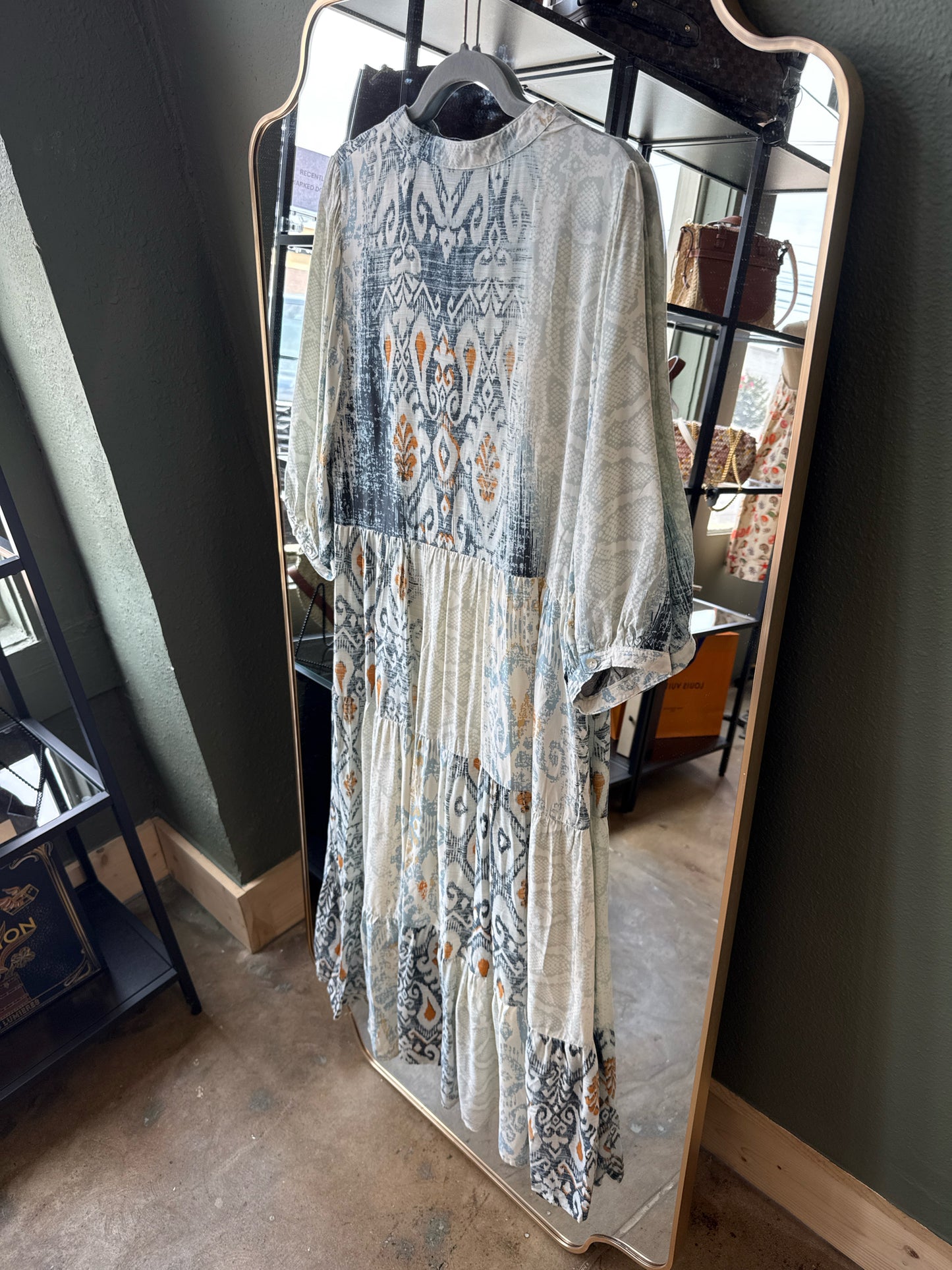 Figueroa & Flower Size L Cream/Blue Dress