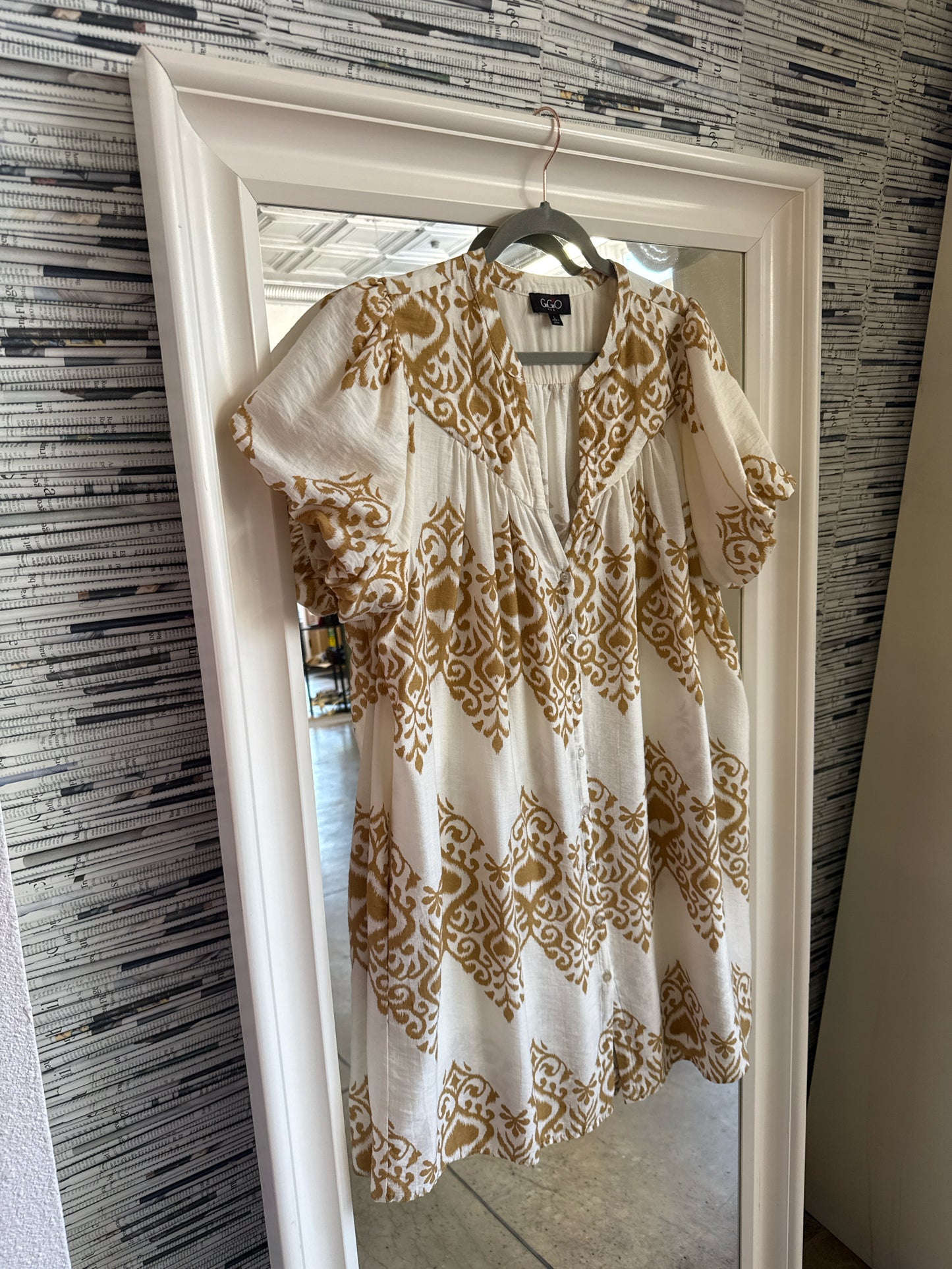 GIGIO Size L Cream/Brown Dress
